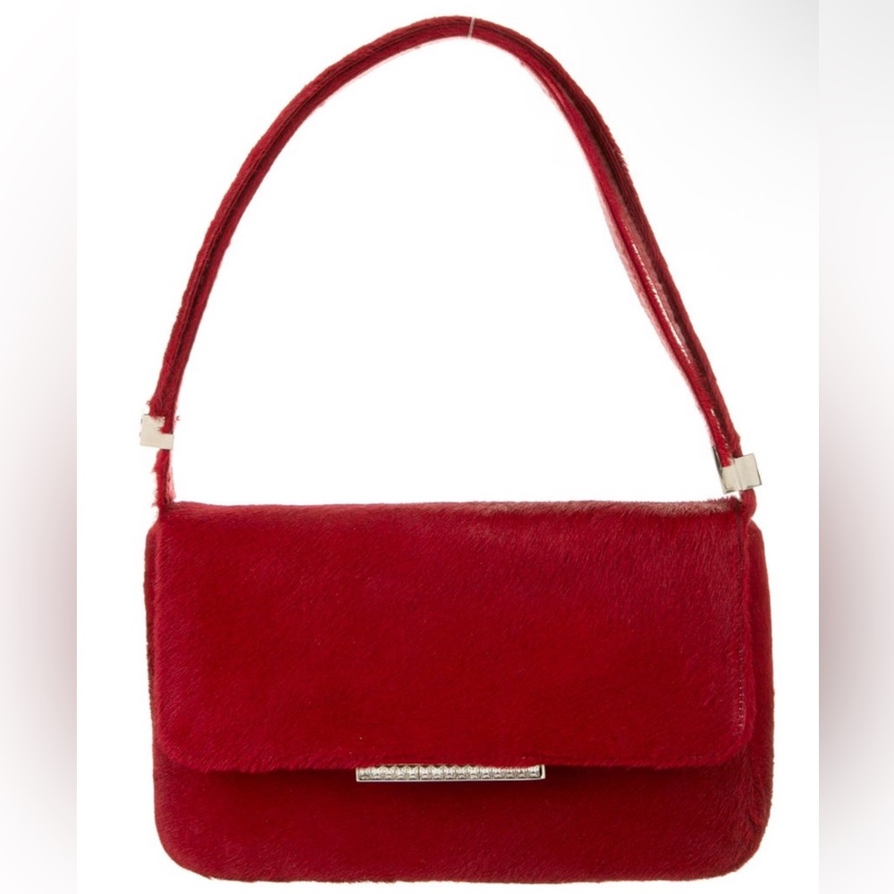 Carolina Herrera Red Pony Hair Shoulder Bag